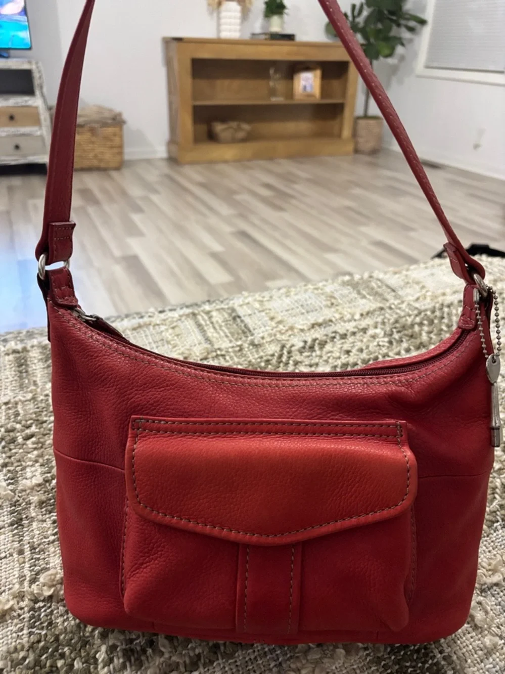 Fossil Y2K Red Leather Hobo Women’s Classic‎ Shoulder Bag